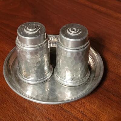 Lot 114: My Lady Hammered Pewter Salt & Pepper Shakers made in England