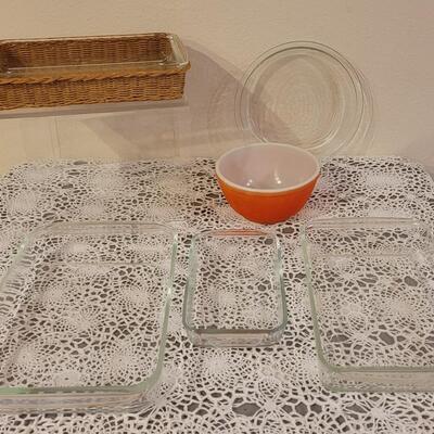 Lot 120: Pyrex Casserole Dishes, Pie Plate and Bowl Lot
