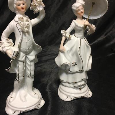 Vintage Pair Of Porcelain Gentleman & Lady Figurines