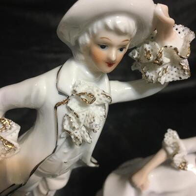 Vintage Pair Of Porcelain Gentleman & Lady Figurines