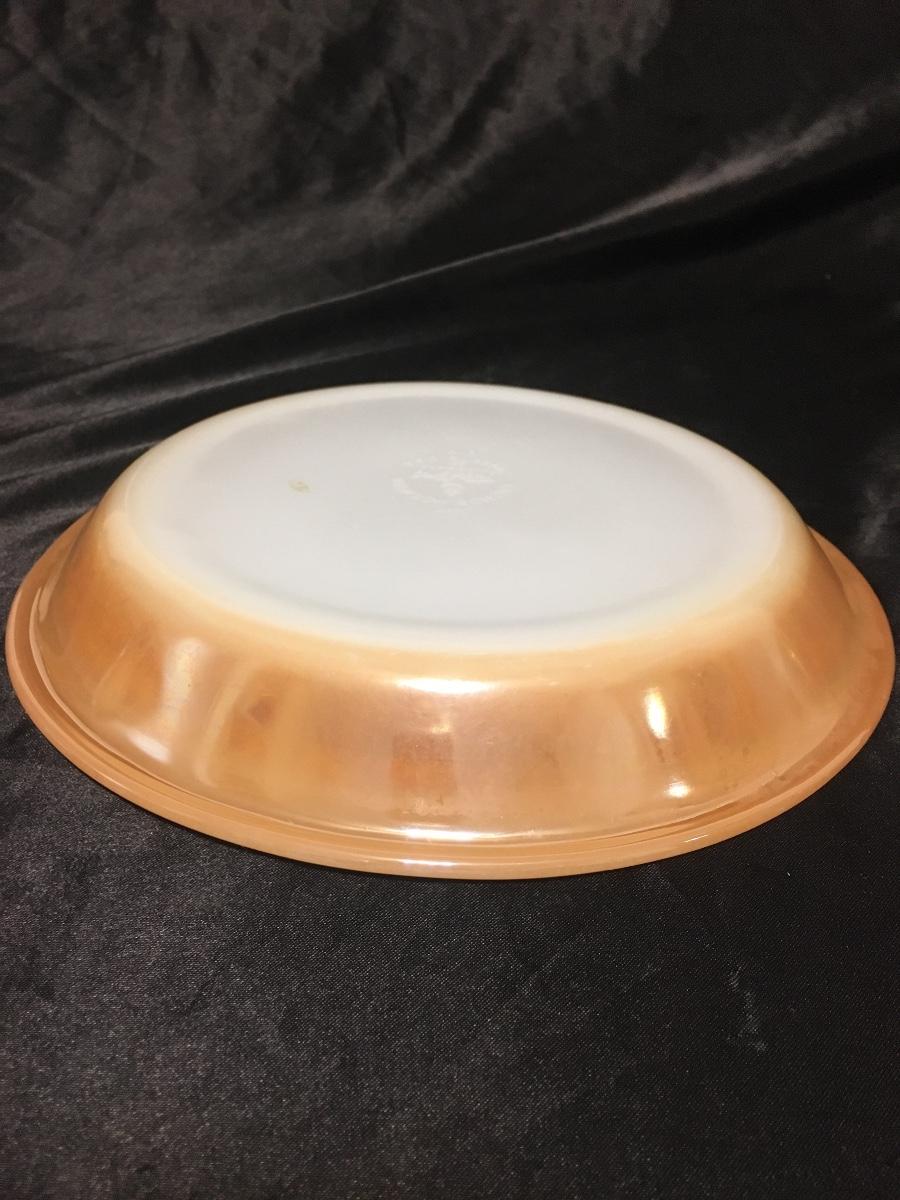 Vintage Fire King 9" Peach Luster Milk Glass Pie Plate 460 Made in USA