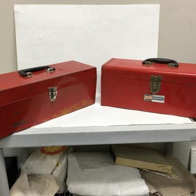 Set of 2 Red Metal Tool Boxes