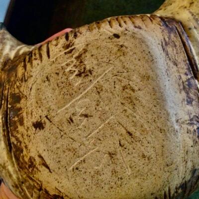 Hand made pottery bird signed on bottom