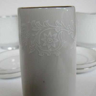 Misc Lot of Vintage Crown Victoria Lovelace Fine China: Shaker, 2 Creamers, 4 Butter Pats
