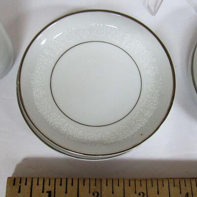 Misc Lot of Vintage Crown Victoria Lovelace Fine China: Shaker, 2 Creamers, 4 Butter Pats