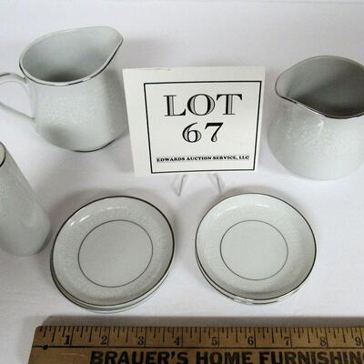 Misc Lot of Vintage Crown Victoria Lovelace Fine China: Shaker, 2 Creamers, 4 Butter Pats