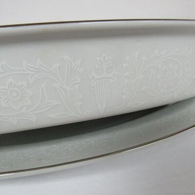 Vintage Crown Victoria Lovelace Fine China Large Platter and Oval Serving Dish