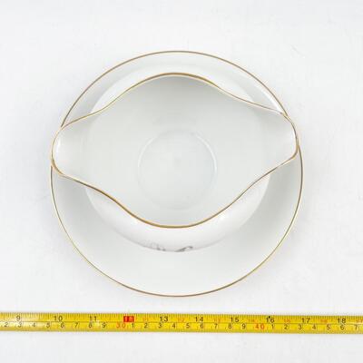 1961 KAYSONS CHINA â€œGOLDEN RHAPSODYâ€ GRAVY BOAT W/ ATTACHED PLATE #1