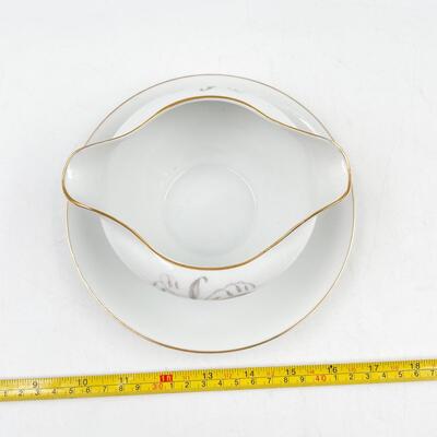 1961 KAYSONS CHINA â€œGOLDEN RHAPSODYâ€ GRAVY BOAT W/ ATTACHED PLATE #2
