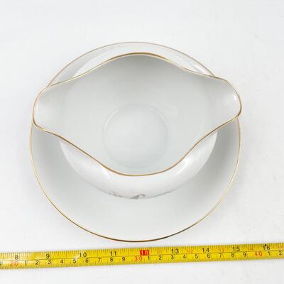 1961 KAYSONS CHINA â€œGOLDEN RHAPSODYâ€ GRAVY BOAT W/ ATTACHED PLATE #3