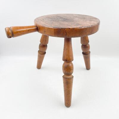 WOODEN THREE-LEGGED MILKING STOOL