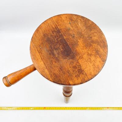 WOODEN THREE-LEGGED MILKING STOOL