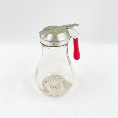 VINTAGE 6â€ GLASS SYRUP DISPENSER