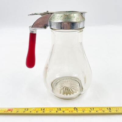 VINTAGE 6â€ GLASS SYRUP DISPENSER