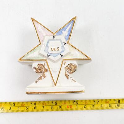 VINTAGE 3â€ F. N. KISTNER â€œORDER OF THE EASTERN STARâ€ MASONIC CERAMIC VASE