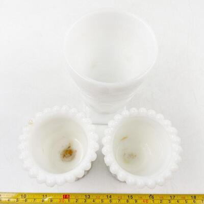 VINTAGE 4-5.5â€ MILK GLASS GOBLETS (3)