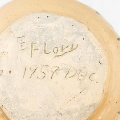 1959 HANDMADE 6.5â€ POTTERY BOWL - SIGNED â€œE FLORYâ€?
