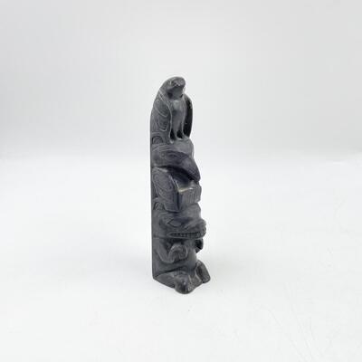 5â€ HAIDA ARGILLITE CARVED TOTEM POLE