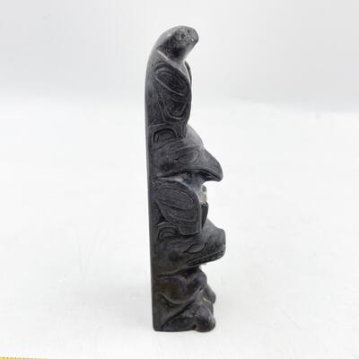 5â€ HAIDA ARGILLITE CARVED TOTEM POLE