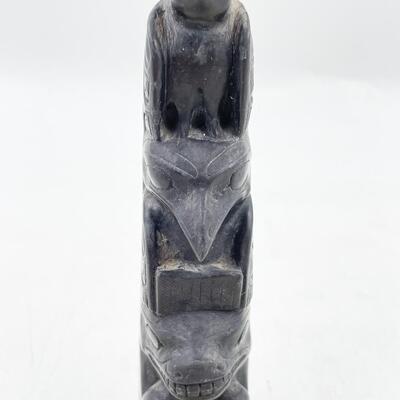 5â€ HAIDA ARGILLITE CARVED TOTEM POLE