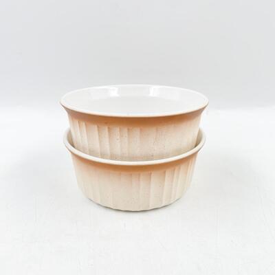 VINTAGE CORNING WARE 500 ML BROWN RIM BAKING DISHES (2)