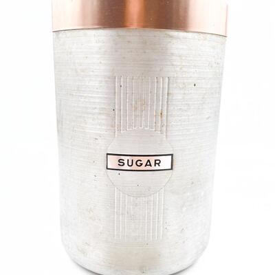 VINTAGE 8.5â€ ALUMINUM SUGAR CANISTER W/ COPPER LID