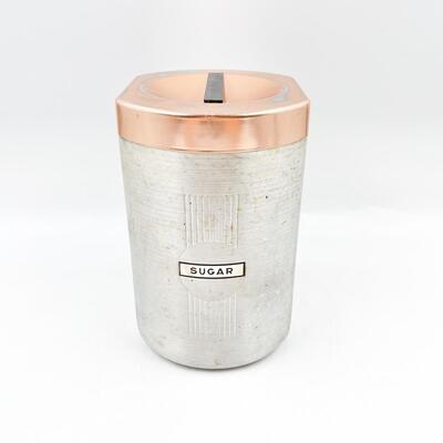 VINTAGE 8.5â€ ALUMINUM SUGAR CANISTER W/ COPPER LID