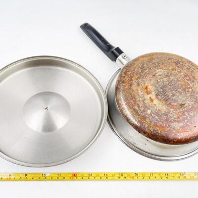 VINTAGE EKCOWARE 9â€ COPPER BOTTOM FRYING PAN W/ LID