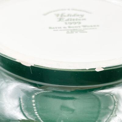1999 BATH & BODY WORKS HOLIDAY EDITION CERAMIC GREEN BOWL