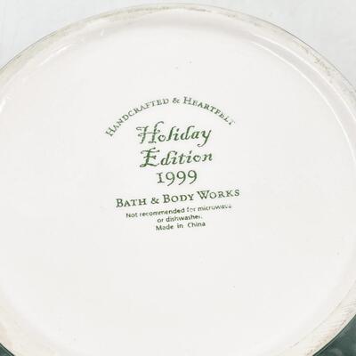 1999 BATH & BODY WORKS HOLIDAY EDITION CERAMIC GREEN BOWL