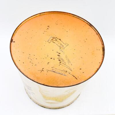 VINTAGE 8â€ FLORAL TIN W/ COPPER LID