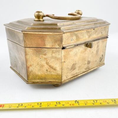 VINTAGE 8â€ X 6â€ BRASS HETEL BOX - LATCH BROKEN