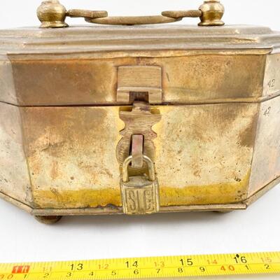 VINTAGE 8â€ X 6â€ BRASS HETEL BOX - LATCH BROKEN