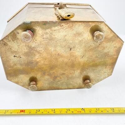 VINTAGE 8â€ X 6â€ BRASS HETEL BOX - LATCH BROKEN