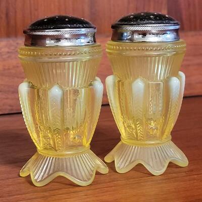 Lot 134: Uranium Glass Salt & Pepper Shakers