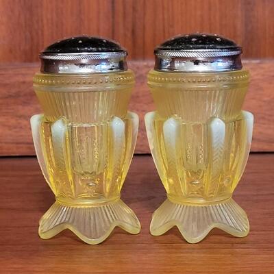 Lot 134: Uranium Glass Salt & Pepper Shakers