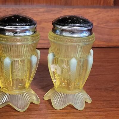 Lot 134: Uranium Glass Salt & Pepper Shakers