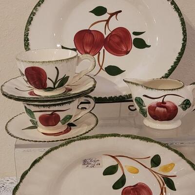 Lot 145: Blue Ridge Apple China with Green Rim