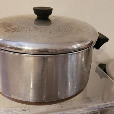 Lot 149: Copper Clad Revere Ware Pots & Pans Lot
