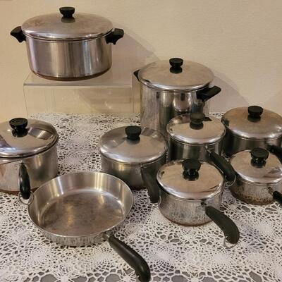 Lot 149: Copper Clad Revere Ware Pots & Pans Lot