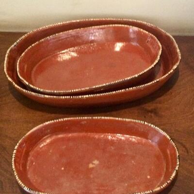 Oval set of 3 terracotta baking dishes