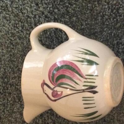 Watt pottery #15 pitcher with rooster