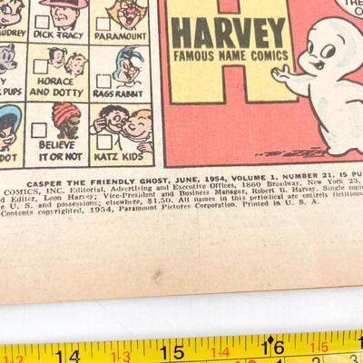 1954 â€œCASPER THE FRIENDLY GHOSTâ€ COMIC BOOK NO. 21