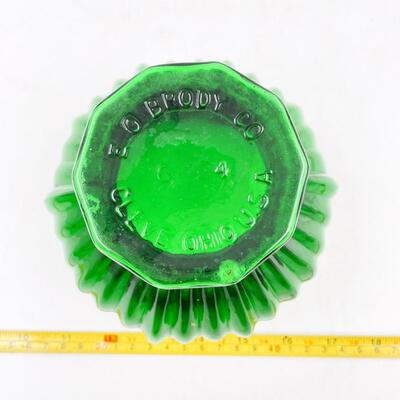 VINTAGE E. O. BRODY 6â€ GREEN GLASS BOWL/VASE