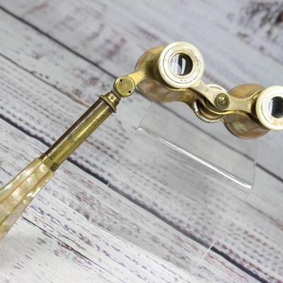 Antique 19th Century Brass Mother of Pearl Archer & Sons French Optical Opera Glasses