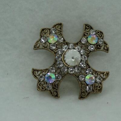 Fabulous Crest Pin, Aurora Borealis Rhinestone Brooch