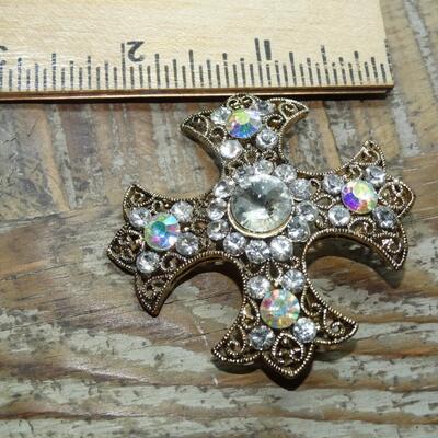 Fabulous Crest Pin, Aurora Borealis Rhinestone Brooch