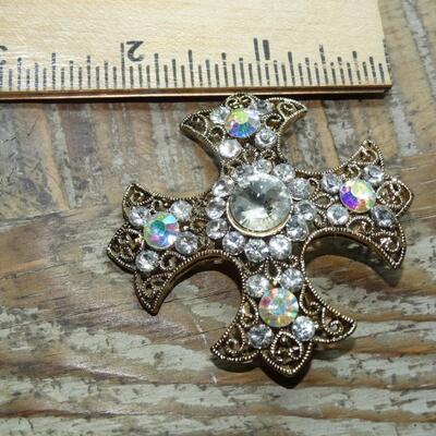 Fabulous Crest Pin, Aurora Borealis Rhinestone Brooch