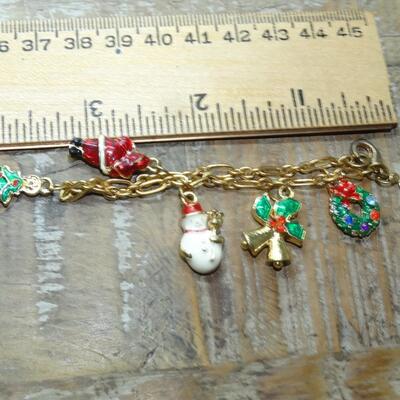 Christopher Radko, Childs Christmas Bracelet, Gold Tone Christmas Bracelet,