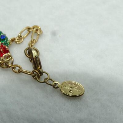 Christopher Radko, Childs Christmas Bracelet, Gold Tone Christmas Bracelet,